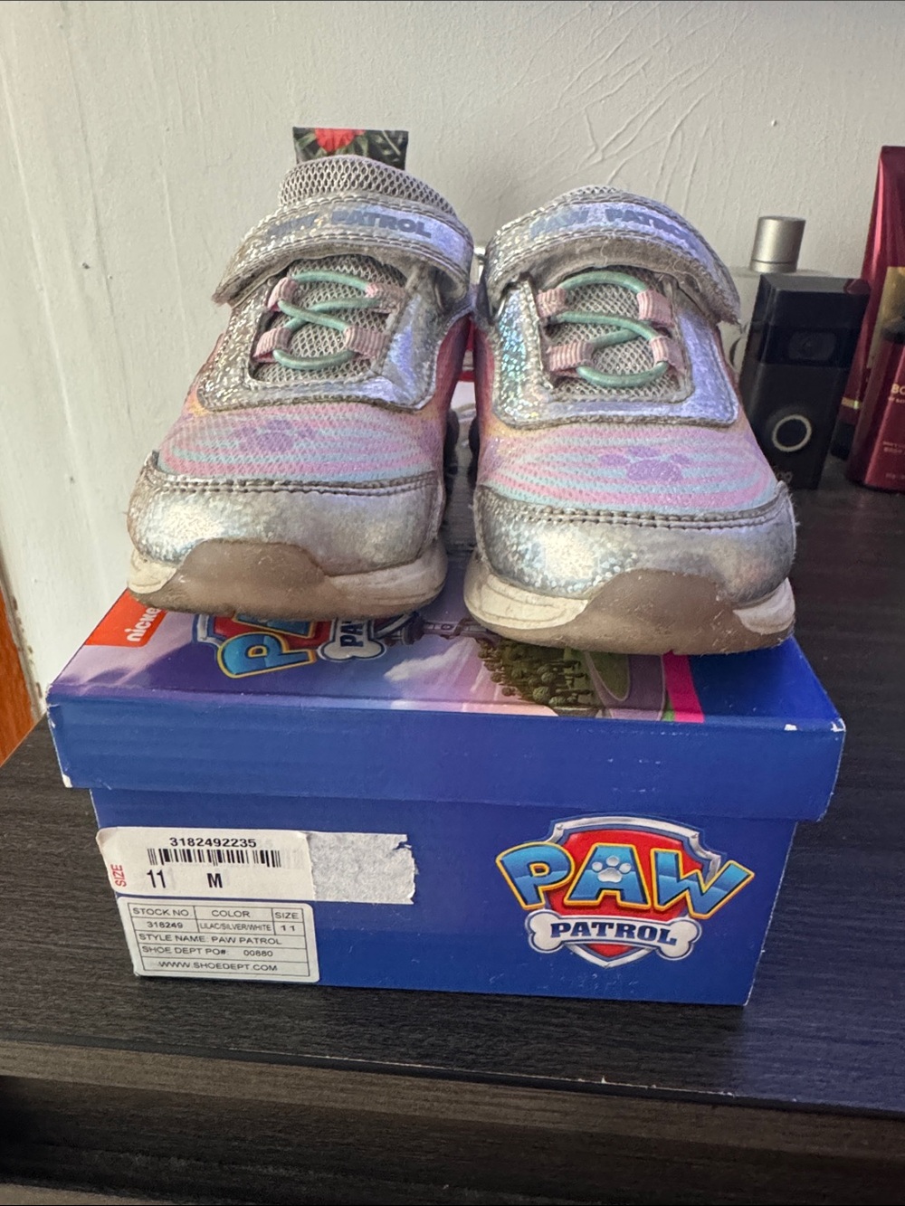 Paw Patrol Girls Pink and Silver Light-Up Sneakers